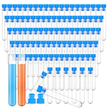 100 Tk 15 Ml Plastikust Katseklaasid Koos Kaantega 16 X 100 Mm Läbipaistvast Plastikust Torud Capsvials Teaduse Eksperimendid Rant