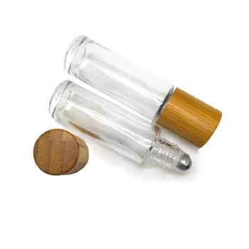 10ML 15ML Bambus, Kork Rulli Sisse Pudel eeterlik Õli Klaasist Pudel Terasest Rant Parfüümid ja Kosmeetikatooted Pakend Rull Pudelid 15 tk