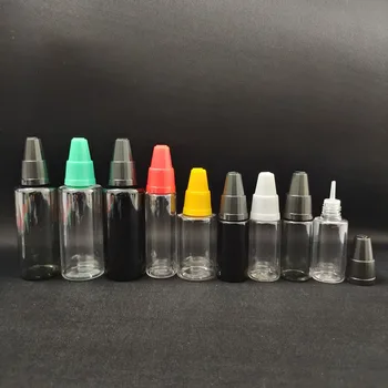 50tk PET-Plastist Tühi pudel 10ml 15ml 20 ml 30ml Silma E Liquid Dropper Pikk Refillab Korduvtäidetavaid valge ja must