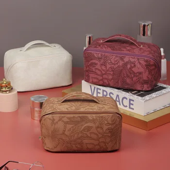 Retro Stiilis PU Naiste Kosmeetika Kott Suure jõudlusega Luksus Brändi Meik Kott Multi-function Kaasaskantav Washbag Veekindel Beauty Case