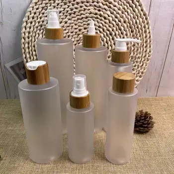 100 ml 120ml 250ml 500ml Selge kirka plastikust pet pump lotion pudel bambuse spray kaas šampoon tooner puhastusõli