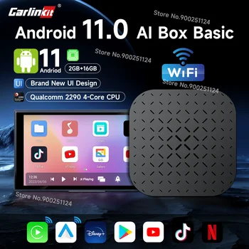 Carlinkit Ai Kasti Põhi QCM 2290 2+16GB, Android 11 Tv Box Traadita CarPlay/Android Auto Sisseehitatud Youtube, Netfilx Play Store