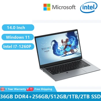 Odavad Hasartmängude Sülearvutid I7 Arvuti PC Ultrabook Win11 Sülearvutid 12. Gen 14 Tolline Intel Core I7-1260P 36GB RAM +2TB WiFi Tüüp-C