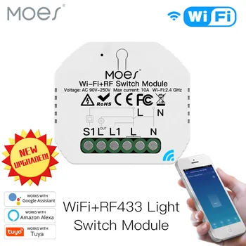 Mini DIY WiFi RF433 Smart Relee Lüliti Moodul Smart Life/Tuya App Kontrolli, Töö Alexa Google ' i Kodu 1 Gang 1/2 Viisil